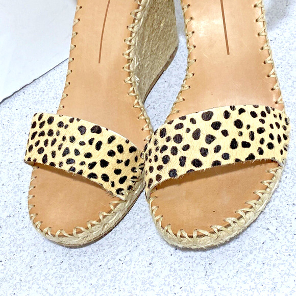 Dolce Vita Espadrille Wedge Platform High Heel Sandals Strappy Tan Calf Hair 10M - Picture 6 of 9